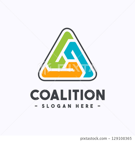 Coalition logo design template. Cooperation, merge and teamwork logo vector Coalition logo design template. Cooperation, merge and teamwork logo vector 129108365