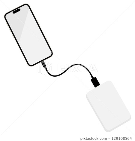 正在充電的智慧型手機的插畫素材 129108564