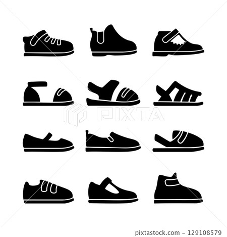 Vector illustration of shoe variation icon style 129108579