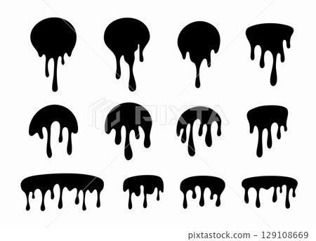 Black melting paint labels. Black and white Vector Illustration Black melting paint labels. Black and white Vector Illustration 129108669
