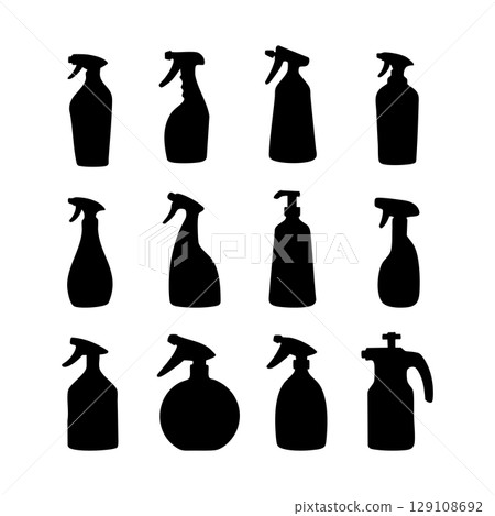 Water spray silhouettes. Black and white Vector Illustration Water spray silhouettes. Black and white Vector Illustration 129108692