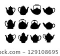 Teapots icon silhouette. Black and white Vector Illustration 129108695