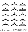 Set of hanger icon silhouette. Black and white clip art vector illustration 129108696