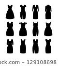 Set of dress icon silhouette. Black and white clip art vector illustration 129108698