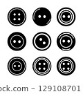 Set of button icon silhouette. Black and white clip art vector illustration 129108701