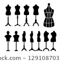 Set of mannequin icon silhouette. Black and white clip art vector illustration 129108703