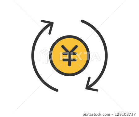 日圓和重複箭頭圖示(貨幣流通/自動付款)|簡單向量 日圓和重複箭頭圖示(貨幣流通/自動付款)|簡單向量 129108737