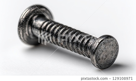 Detailed view of a metal screw on white. Detailed view of a metal screw on white. 129108971