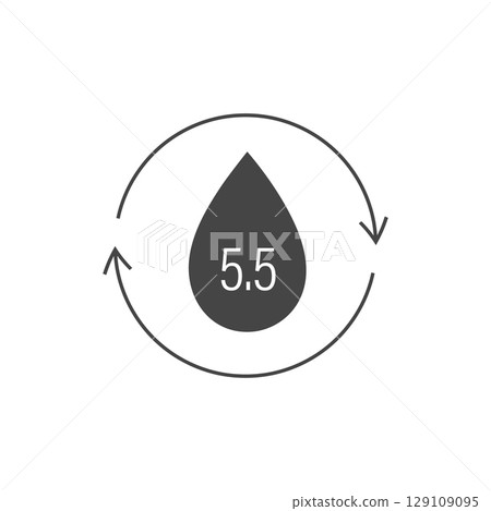 Ph icon. Outline water drop logo. Neutral balance skin. Vector illustration in flat style Ph icon. Outline water drop logo. Neutral balance skin. Vector illustration in flat style 129109095