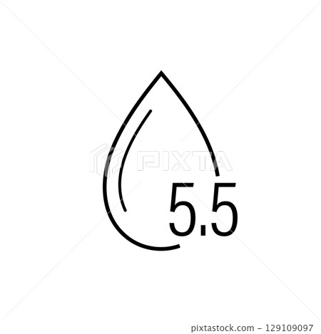 Ph icon. Outline water drop logo. Neutral balance skin. Vector illustration in flat style Ph icon. Outline water drop logo. Neutral balance skin. Vector illustration in flat style 129109097