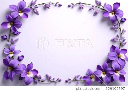 Flower frame with free space Flower frame with free space 129109397