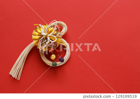 Japanese material background: Mizuhiki decoration 129109519