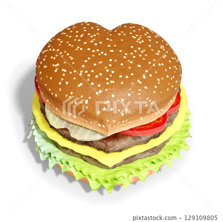 Heart Burger filled with hearts Heart Burger filled with hearts 129109805