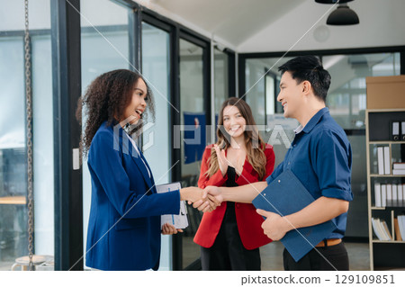 Business partnership meeting concept. Image businessmans handshake. Successful businessmen handshaking 129109851