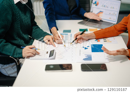 Business team meeting. professional investor working new start up project. Business team meeting. professional investor working new start up project. 129110187