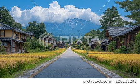 A single road in the Japanese countryside 129110292