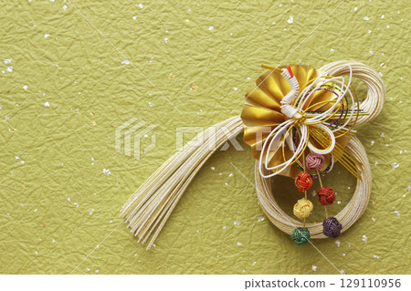 Japanese material background: Mizuhiki decoration Japanese material background: Mizuhiki decoration 129110956