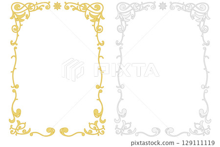 Art Nouveau style decorative frame with an ivy motif. (Gold and silver set) Art Nouveau style decorative frame with an ivy motif. (Gold and silver set) 129111119