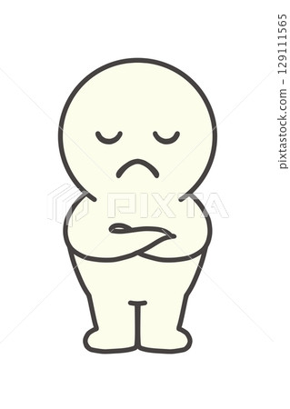 雙臂交叉，思考，簡單，人，圓臉，人物 129111565