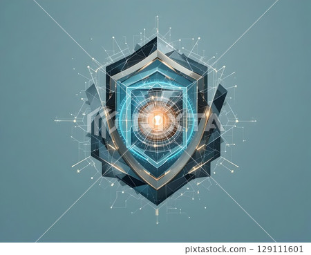 Digital Shield: Abstract Cybersecurity and Data Protection 129111601