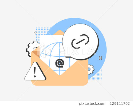 Business email compromise detection with email fraud prevention, phishing link monitoring, secure inbox audit and cyber threat analysis for corporate e-mail data protection vector illustration Business email compromise detection with email fraud prevention, phishing link monitoring, secure inbox audit and cyber threat analysis for corporate e-mail data protection vector illustration 129111702