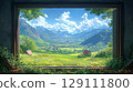透過窗戶看到的鄉村風景 129111800