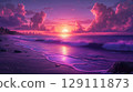 美麗的紫色海灘 129111873