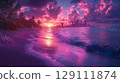 美麗的紫色海灘 129111874