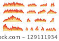 Fire flames elements, fire icons vector, fire with dynamic flames 129111934