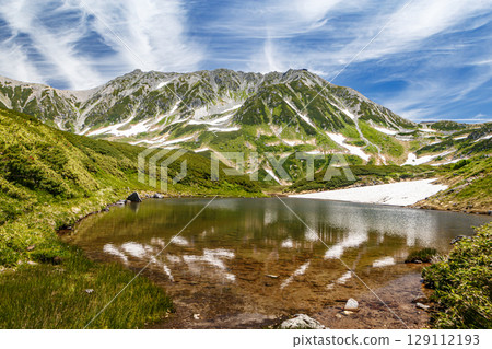 Mt. Tateyama reflected in the pond 129112193
