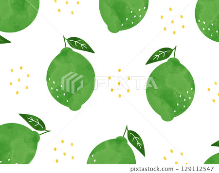 Watercolor background illustration of lime with leaves 129112547