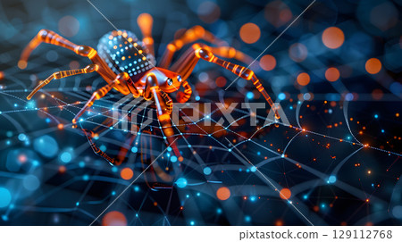 Digital spider web with a search engine robot network 129112768