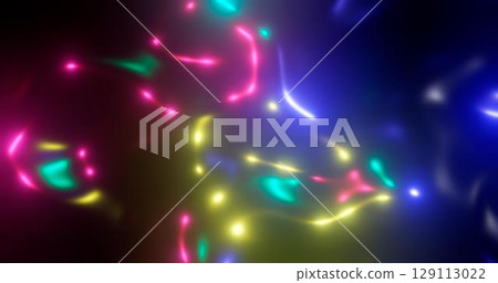 3d rendering. Fantastic background of bright glowing particles in deep space. Bright electric flashes 3d rendering. Fantastic background of bright glowing particles in deep space. Bright electric flashes 129113022
