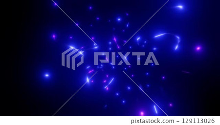 3d rendering. Fantastic background of bright glowing particles in deep space. Bright electric flashes 3d rendering. Fantastic background of bright glowing particles in deep space. Bright electric flashes 129113026