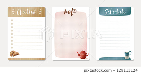 A set of afternoon tea snacks hand-drawn style cute illustrations notebook page design frame vector material picture 129113124