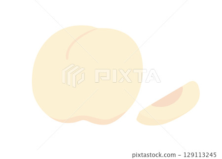 切開的白桃和整個白桃的簡單圖示 129113245