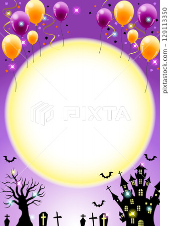 Halloween background, balloons, glitter, moonlit night, purple, vertical Halloween background, balloons, glitter, moonlit night, purple, vertical 129113350