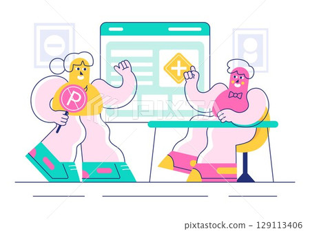 Driving School Vector Illustration Featuring the Educational Process of Car Training and Learning to Drive to Obtain a Drivers License in a Background 129113406