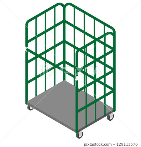 綠色籃子推車的插圖 綠色籃子推車的插圖 129113570