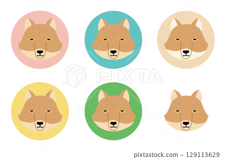 Cute Tibetan fox icon set 129113629