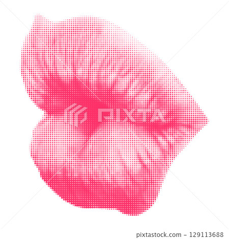 Woman lips halftone collage element. Grunge cut out shape with dotted texture. Trendy Y2K style. 129113688