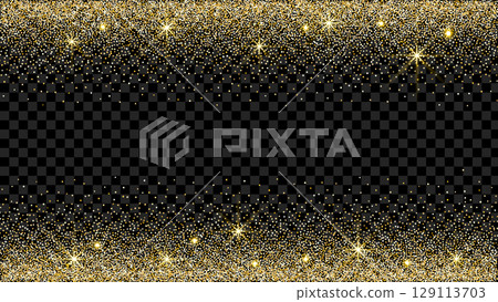 Abstract gold glitter background. Shiny shapes for elegant invitations and greeting cards. Vector illustration. 129113703