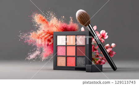 Eyeshadow palette and fluttering color powder 129113743