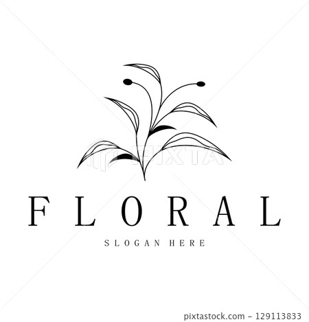 Elegant floral and leaf frame. Delicate botanical vector illustration for labels, spas, corporate identity, and wedding invitations Elegant floral and leaf frame. Delicate botanical vector illustration for labels, spas, corporate identity, and wedding invitations 129113833