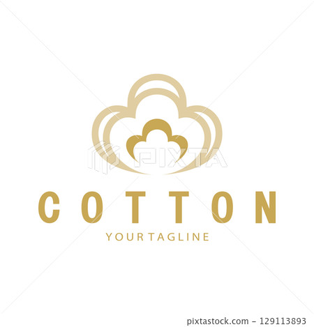 Soft natural organic cotton flower plant logo for cotton plantations, industries,business,textile,clothing and beauty,vector 129113893