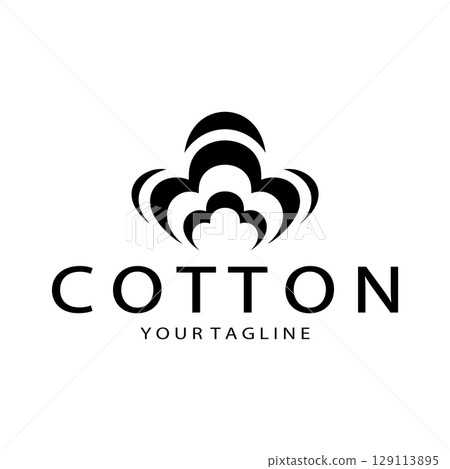 Soft natural organic cotton flower plant logo for cotton plantations, industries,business,textile,clothing and beauty,vector 129113895