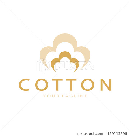 Soft natural organic cotton flower plant logo for cotton plantations, industries,business,textile,clothing and beauty,vector 129113896