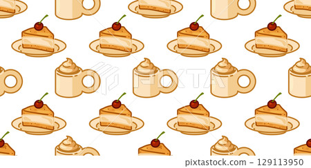 Seamless Cake Coffee Mug Pattern Seamless Cake Coffee Mug Pattern 129113950