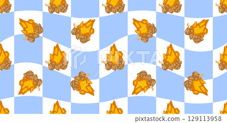 Seamless Campfire Wood Flame Pattern 129113958
