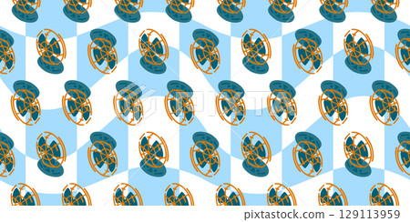 Seamless Retro Electric Fan Pattern 129113959